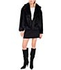 1. STATE Faux Fur Long Sleeve Open Front Coat, Color:Rich Black - Image 3