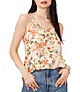 Color:Daybreak Watercolor - Image 1 - Floral Print Pintucked V-Neck Tank Top