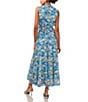 Color:Naples Blue - Image 2 - Floral Print V Neck Sleeveless Maxi Dress