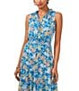 Color:Naples Blue - Image 3 - Floral Print V Neck Sleeveless Maxi Dress