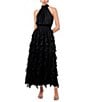1. STATE Flounce Cascading Halter Neck Sleeveless Maxi Dress, Color:Rich Black - Image 1