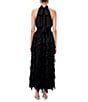 1. STATE Flounce Cascading Halter Neck Sleeveless Maxi Dress, Color:Rich Black - Image 2