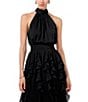1. STATE Flounce Cascading Halter Neck Sleeveless Maxi Dress, Color:Rich Black - Image 3