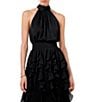 1. STATE Flounce Cascading Halter Neck Sleeveless Midi Dress - Image 3