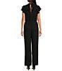 1. STATE Flutter Sleeve Mock Neck Ruffle Jumpsuit, Color:Rich Black - Image 2