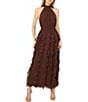 1. STATE Halter Neck Sleeveless Ruffle Maxi Dress - Image 1