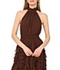 1. STATE Halter Neck Sleeveless Ruffle Maxi Dress - Image 3