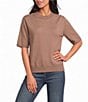 1. STATE Knit Crew Neck Short Sleeve Sweater Top - Image 1
