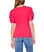 1. STATE Knotted Crew Neck Short Puff Sleeve Top, Color:Magenta - Image 2