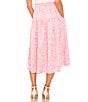 Color:Pink Glow - Image 2 - Leaf Cascade Print Drawstring Waist Coordinating A-Line Midi Skirt