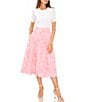 Color:Pink Glow - Image 3 - Leaf Cascade Print Drawstring Waist Coordinating A-Line Midi Skirt