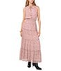 1. STATE Leopard Print Neck Tie Front Short Sleeve Smocked Tiered Maxi Dress, Color:Afterglow - Image 1