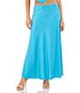 Color:Laguna Mist - Image 1 - Linen Blend Bias Cut A-Line Coordinating Maxi Skirt