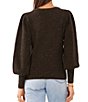 Color:Olive - Image 2 - Long Puffed Blouson Sleeve Crew Neck Sweater