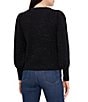 Color:Rich Black - Image 2 - Long Puffed Blouson Sleeve Crew Neck Sweater