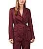 Color:Fig - Image 1 - Long Sleeve Notch Lapel Button Front Coordinating Single Breasted Satin Soft Blazer