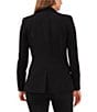 Color:Rich Black - Image 2 - Long Sleeve Notch Lapel Single Button Front Pocketed Darted Stretch Crepe Blazer