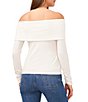 Color:New Ivory - Image 2 - Long Sleeve Wide Rollover Off-the-Shoulder Knit Top