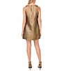 1. STATE Metallic Round Neck Sleeveless Mini Shift Dress, Color:Antique Bronze - Image 2