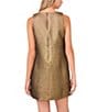 1. STATE Metallic Round Neck Sleeveless Mini Shift Dress, Color:Antique Bronze - Image 4