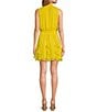Color:Cyber Yellow - Image 2 - Mock Neck Ruffle Sleeveless Mini Dress
