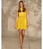 Color:Cyber Yellow - Image 5 - Mock Neck Ruffle Sleeveless Mini Dress