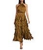 1. STATE Mock Neck Sleeveless Ruffle Maxi Dress, Color:Cinnamon Latte - Image 1