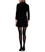 Color:Rich Black - Image 2 - Notched Lapel 3/4 Ruched Sleeve Velvet Blazer Tuxedo Mini Dress