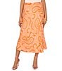 Color:Russet Orange - Image 1 - Paisley Print Midi Skirt