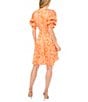 1. STATE Paisley Print V-Neck Short Puff Sleeve Dress, Color:Russet Orange - Image 2