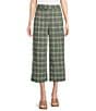 Color:Green Milieu - Image 1 - Plaid Print Belted Cropped Pants