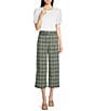 Color:Green Milieu - Image 3 - Plaid Print Belted Cropped Pants
