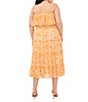 Color:Cornsilk - Image 5 - Plus Size Floral Print Strapless Ruffled Gauze Chiffon A-Line Midi Dress