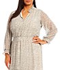 Color:New Ivory Multicolor - Image 3 - Plus Size Long Cuff Sleeve Smocked Waist Split V-Neck Leopard Print Tiered Ruffle High-Low Midi Dress