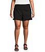 Color:Rich Black - Image 1 - Plus Size Ruffle Hem Flat Front Shorts
