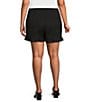 Color:Rich Black - Image 2 - Plus Size Ruffle Hem Flat Front Shorts