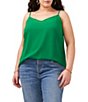 Color:Electric Green - Image 1 - Plus Size Sheer Inset Sweetheart Neck Sleeveless Tank