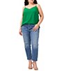 Color:Electric Green - Image 3 - Plus Size Sheer Inset Sweetheart Neck Sleeveless Tank