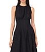 1. STATE Poplin Crew Neckline Sleeveless Pintuck Midi Fit And Flare Midi Dress, Color:Rich Black - Image 3