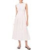1. STATE Poplin Crew Neckline Sleeveless Pintuck Midi Fit And Flare Midi Dress, Color:Ultra White - Image 1