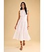 1. STATE Poplin Crew Neckline Sleeveless Pintuck Midi Fit And Flare Midi Dress, Color:Ultra White - Image 2
