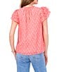 Color:Shell Pink - Image 2 - Printed Flutter Sleeve Tie V-Neck Blouse