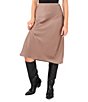 Color:Mocha - Image 1 - Satin Pull-On Slip Midi Skirt