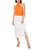 Color:Ultra White - Image 3 - Side Slit Midi Skirt