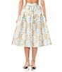 Color:Blue River - Image 2 - Sketched Floral Print Round Twill High Waisted Coordinating Full Midi Skirt