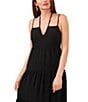 Color:Rich Black - Image 3 - Sleeveless Strappy V-Neck Heavy Crepe A-Line Maxi Dress
