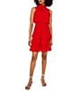 1. STATE Smocked Mock Neck Sleeveless Ruffle Tiered Mini Dress, Color:Goji Berry - Image 1