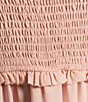 Color:Peach Skin - Image 3 - Smocked Waist Tiered Ruffle Hem Square Neck Long Sheer Balloon Sleeve A-Line Dress