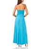 Color:Laguna Mist - Image 2 - Strapless Linen Blend Smocked Back Pocketed A-Line Dress
