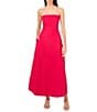 1. STATE Strapless Linen Blend Smocked Back Pocketed A-Line Dress, Color:Magenta - Image 1